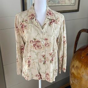 ViaVai by Pollero Cream Floral Blouse, XL, Excellent Condition